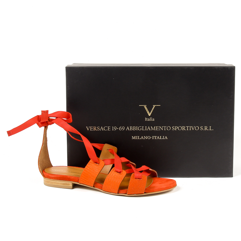 V 1969 Italia Sandalo piatto da donna rosso MORA