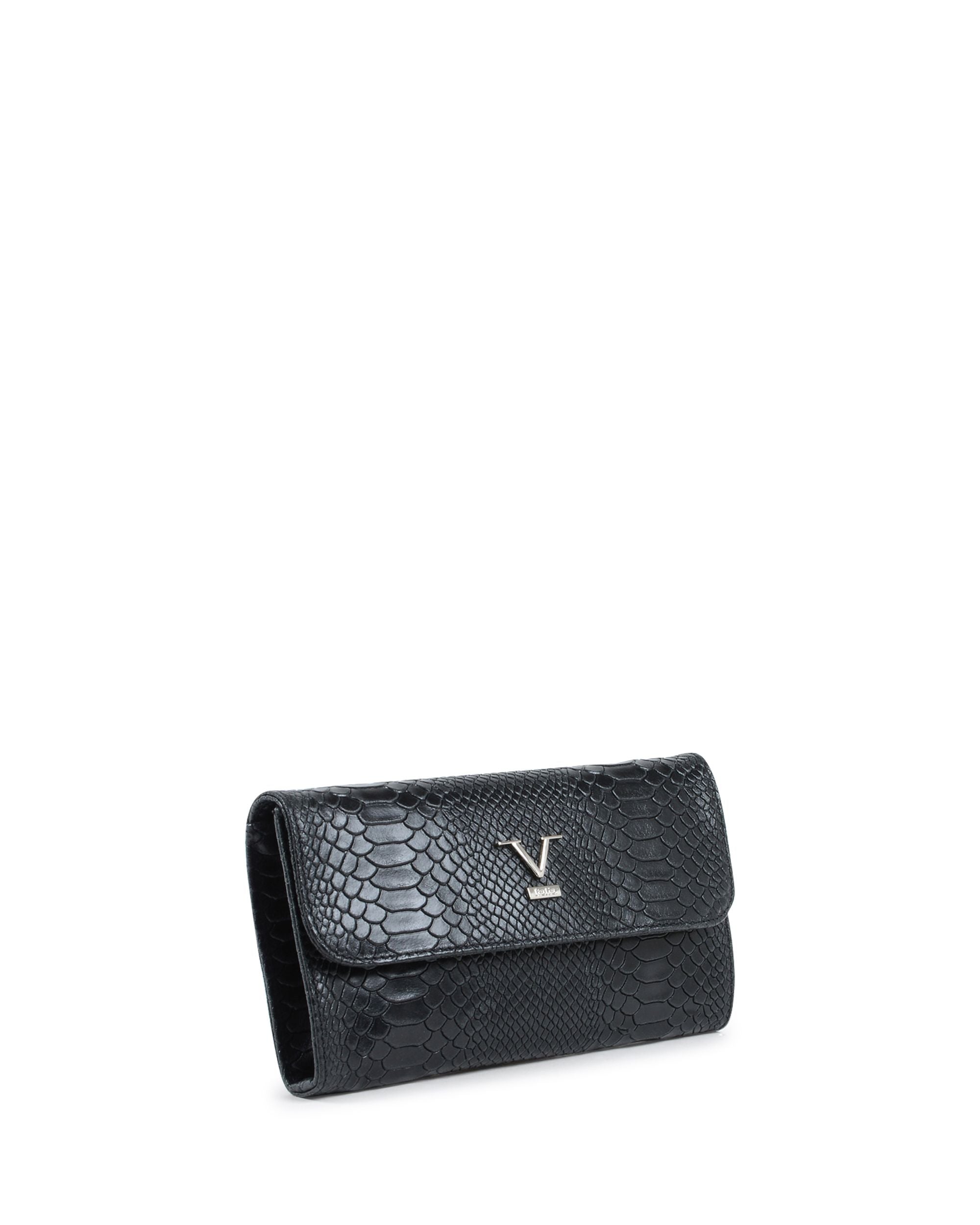 Borsa a Spalla Donna V Italia Nera V1513 PITONE STAMPATO NERO