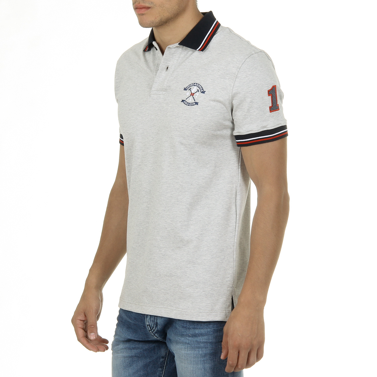 Polo da uomo a maniche corte Ufford & Suffolk Polo Club Grigia PAKO