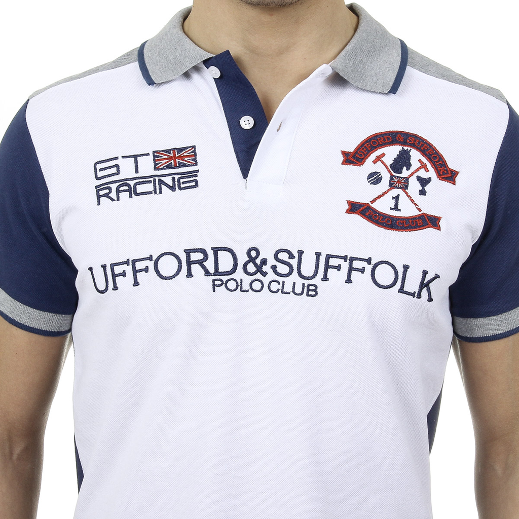 Polo da uomo a maniche corte Ufford & Suffolk Polo Club US001 BIANCO