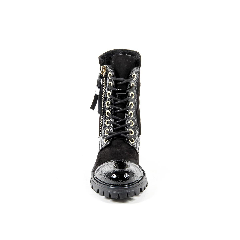 Stivale corto da donna V 1969 Italia B1476 CAMOSCIO COCCO NERO