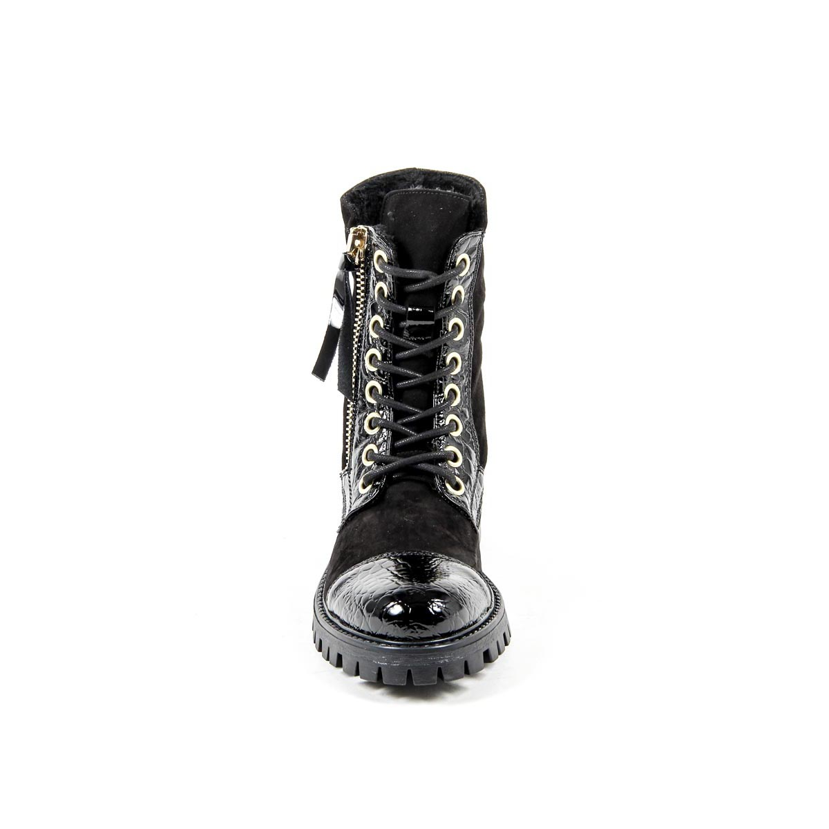 Stivale corto da donna V 1969 Italia B1476 CAMOSCIO COCCO NERO