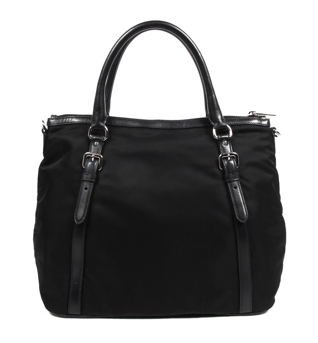 Prada Shopping Tote BR5116 Tessuto Morbido Vitello Nero