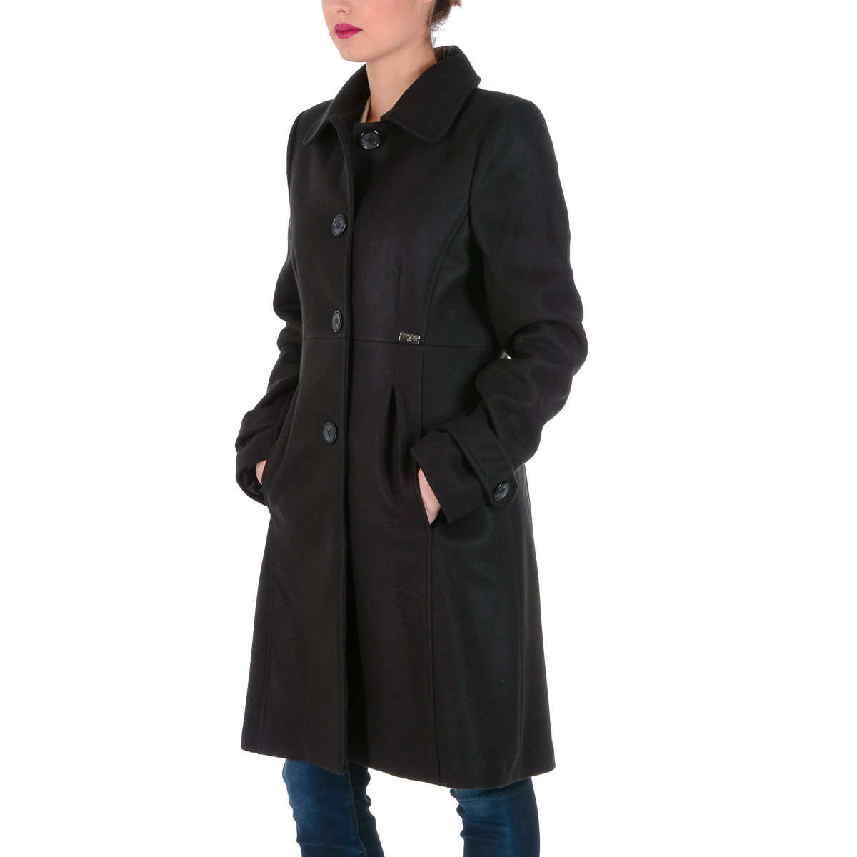 V 1969 Italia Cappotto da donna a maniche lunghe nero GAU