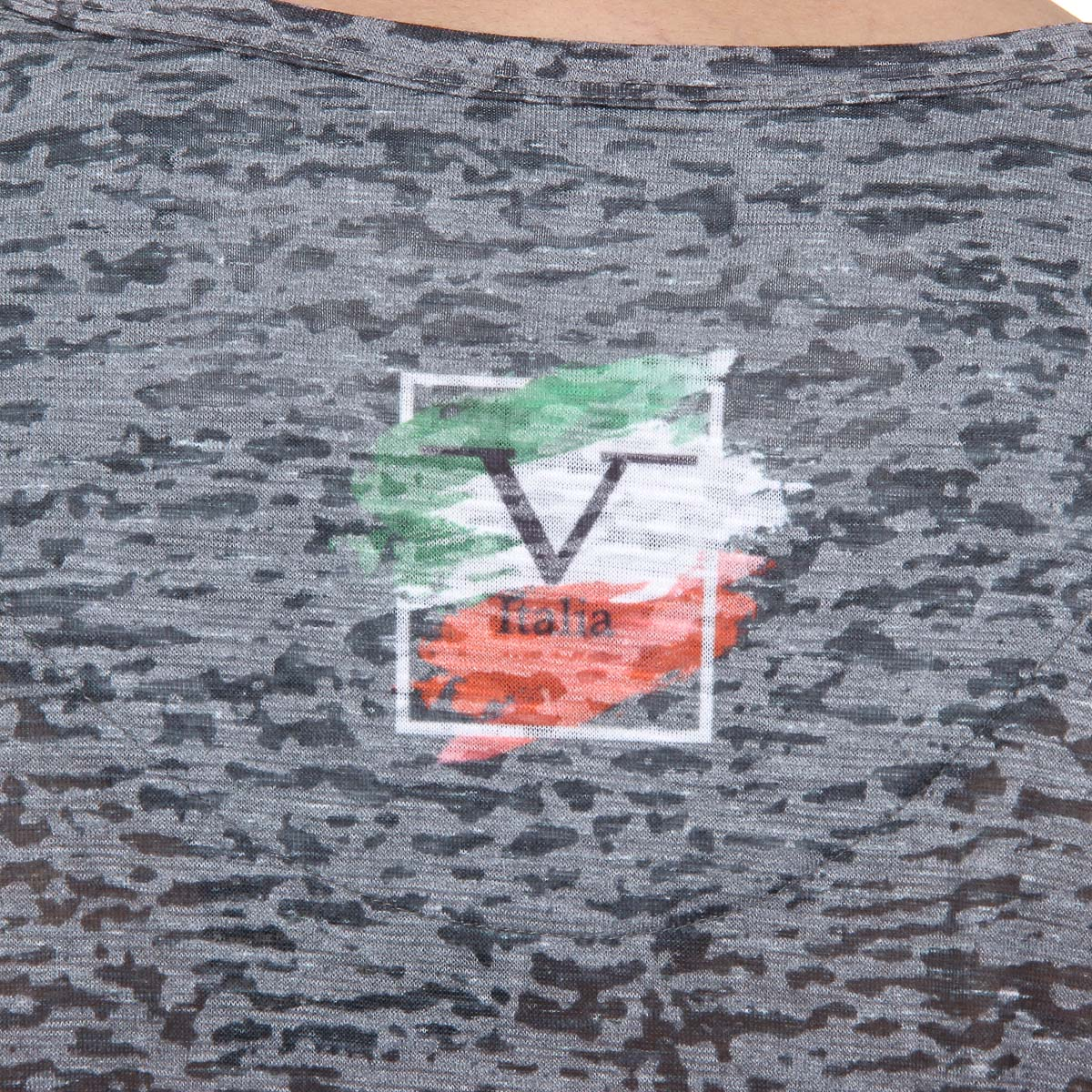 V 1969 Italia T-shirt da uomo a maniche corte con scollo a V, verde scuro LUCAS
