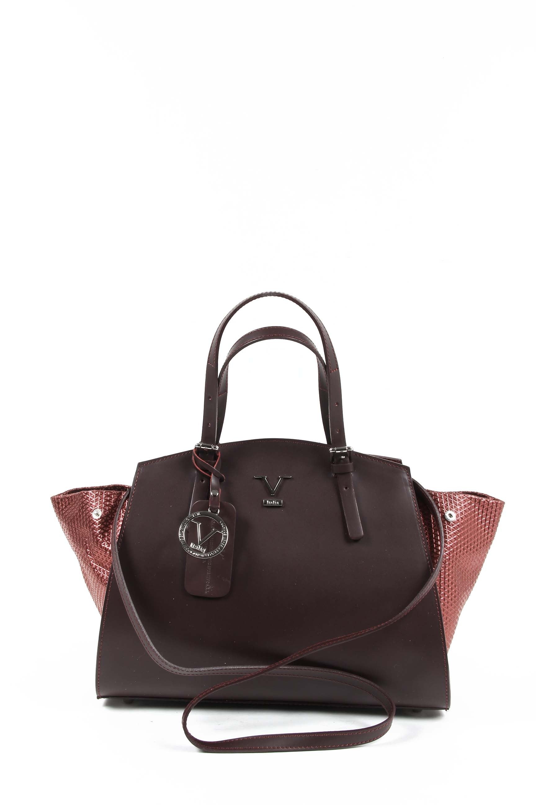 V 1969 Italia Womens Handbag V016-S RUGA STAMPATO BORDEAUX