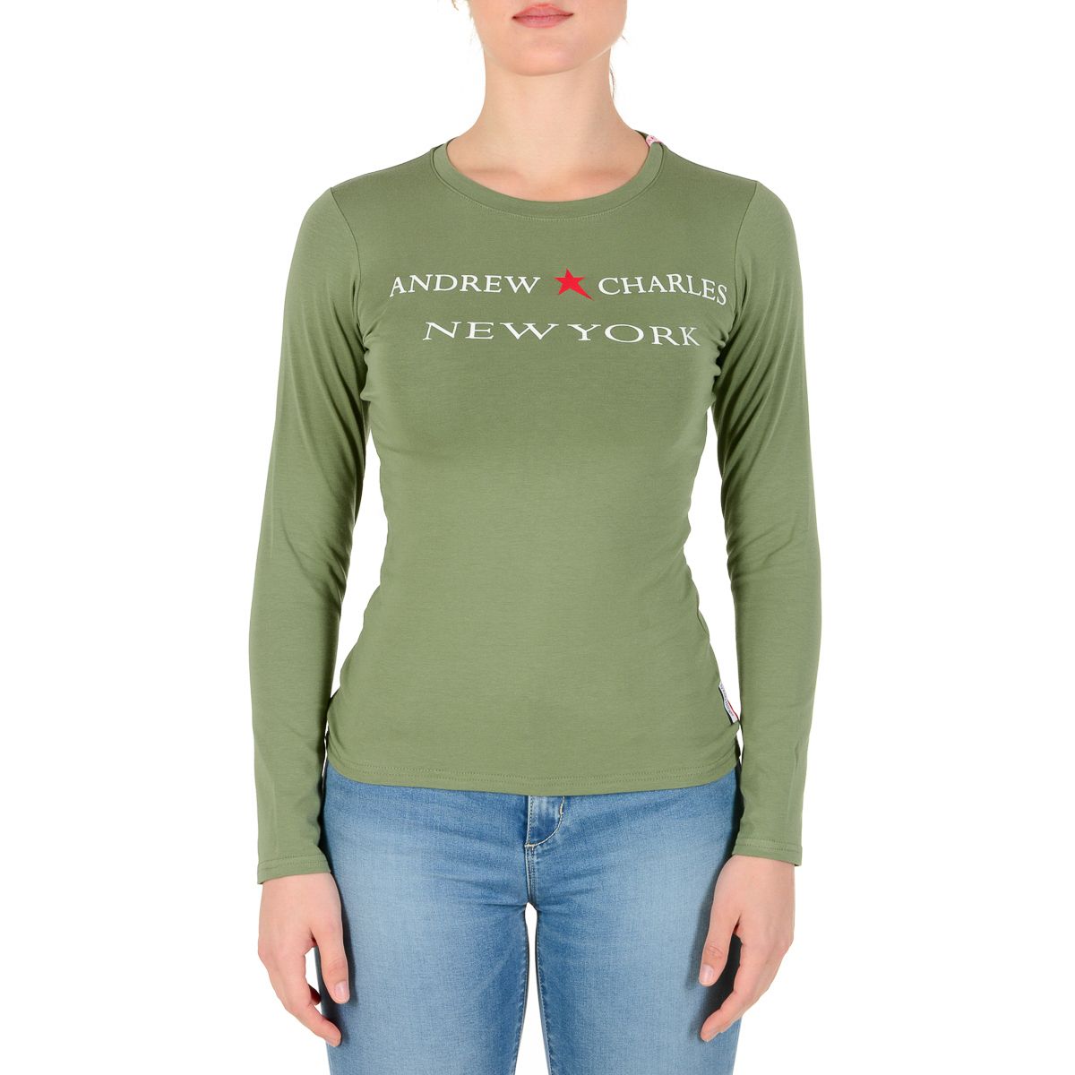 Andrew Charles By Andy Hilfiger T-shirt da donna LS TS602 031002 PHENIX GREEN 003