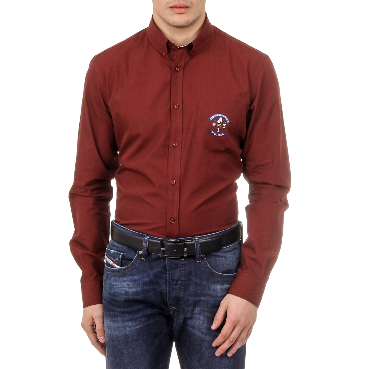 Camicia da uomo Ufford & Suffolk Polo Club USC02 B3 BORDEAUX
