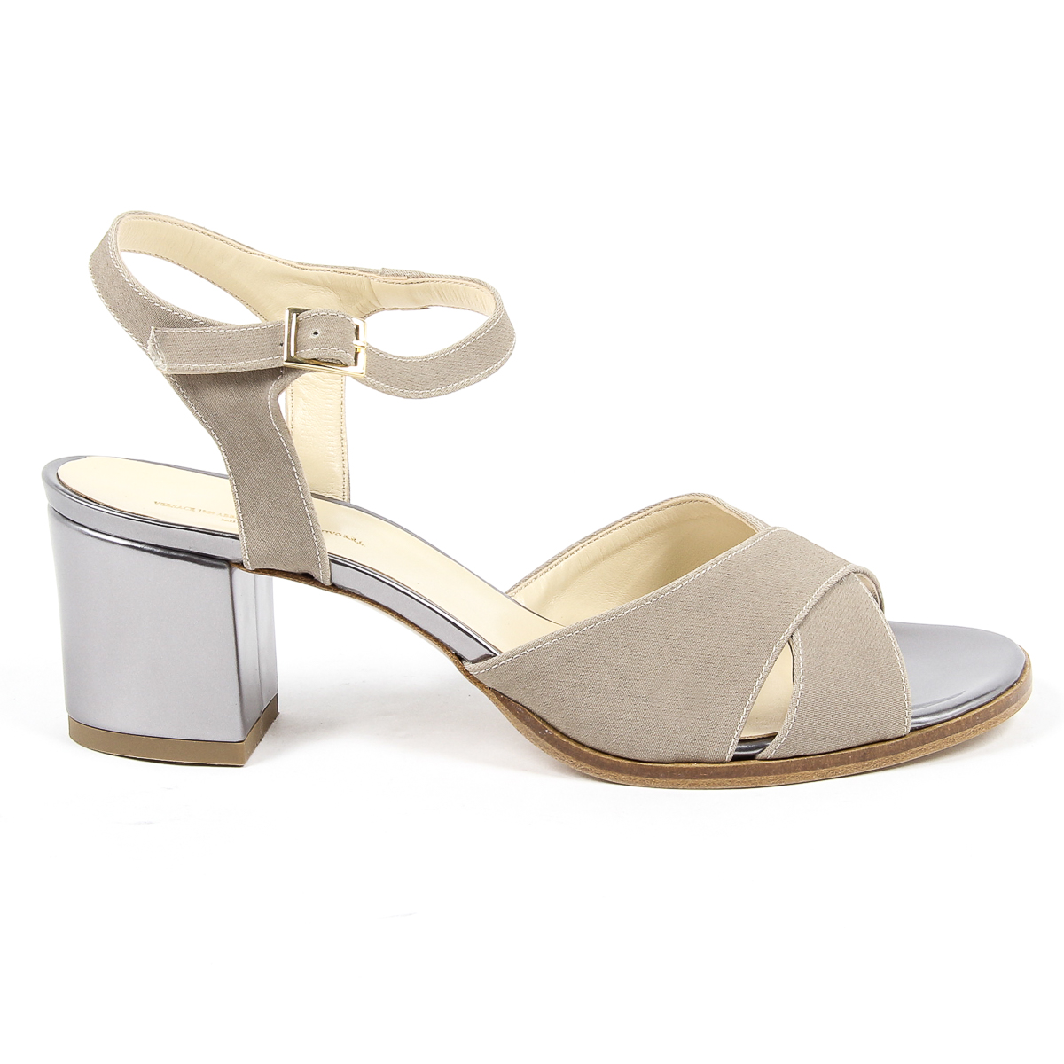 V 1969 Italia Sandalo con cinturino alla caviglia da donna Beige VERA