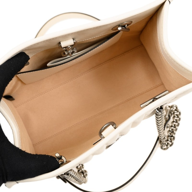 Borsa a tracolla Gucci Marmont GG in pelle trapuntata bianca