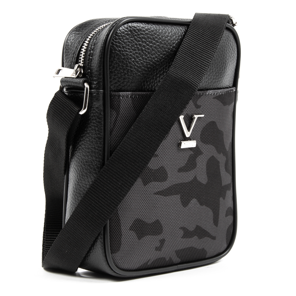V 1969 Italia Borsa a tracolla da uomo nera MILITARE