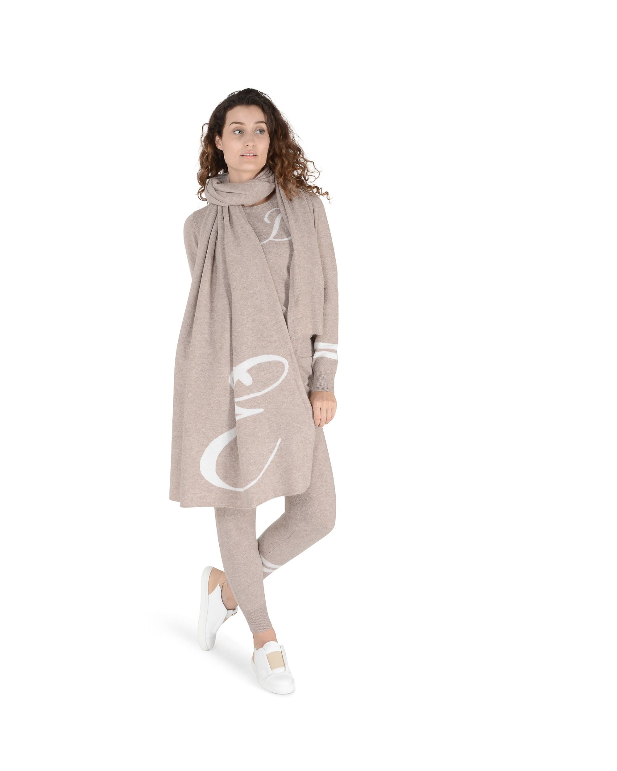 Sciarpa monogrammata Dee Ocleppo DEAN VILLAGE CAMEL E