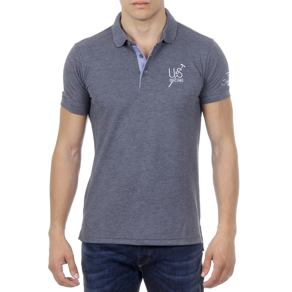 Polo da uomo a maniche corte Ufford & Suffolk Polo Club US026 ANTRACITE