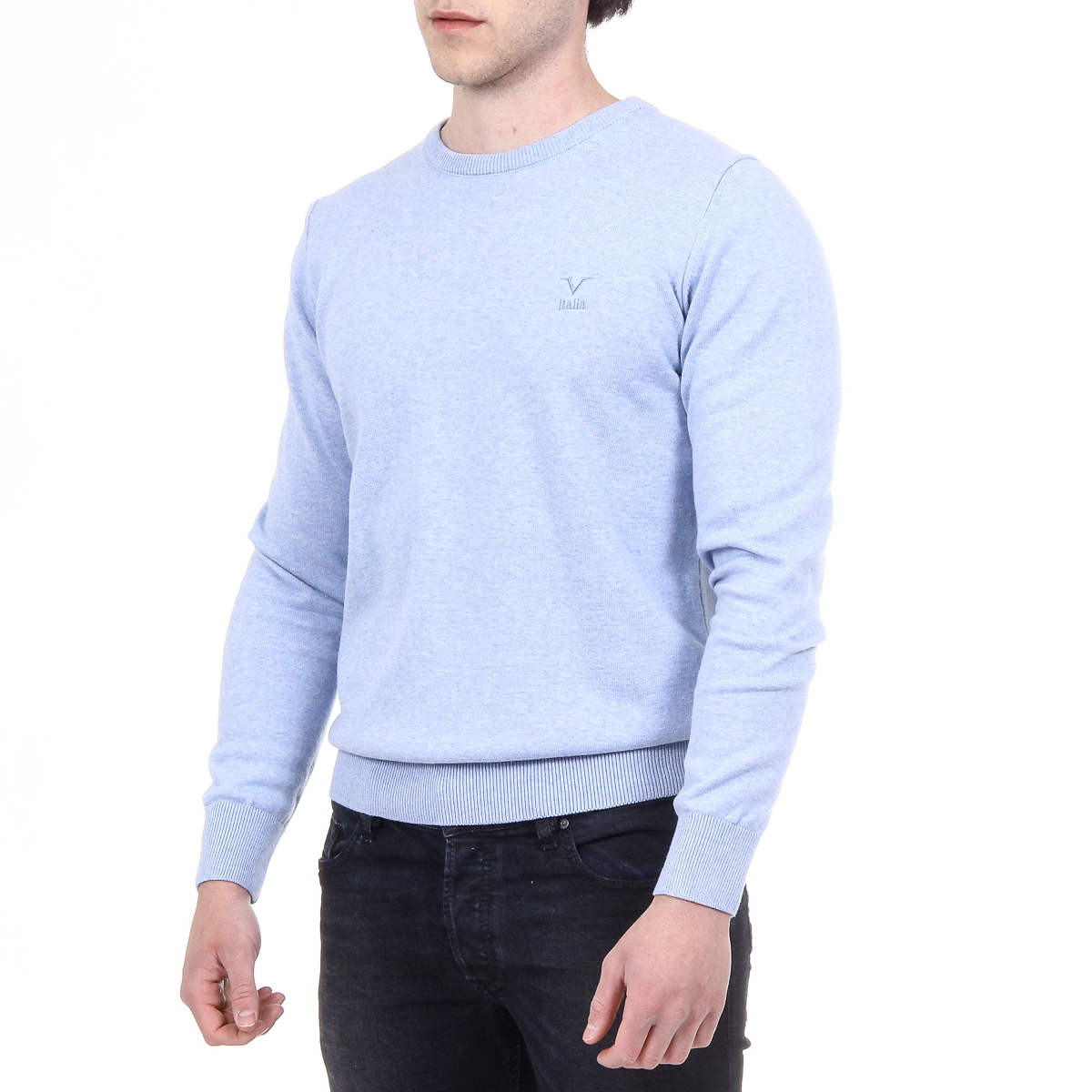 V 1969 Italia Maglione da uomo a maniche lunghe con scollo tondo