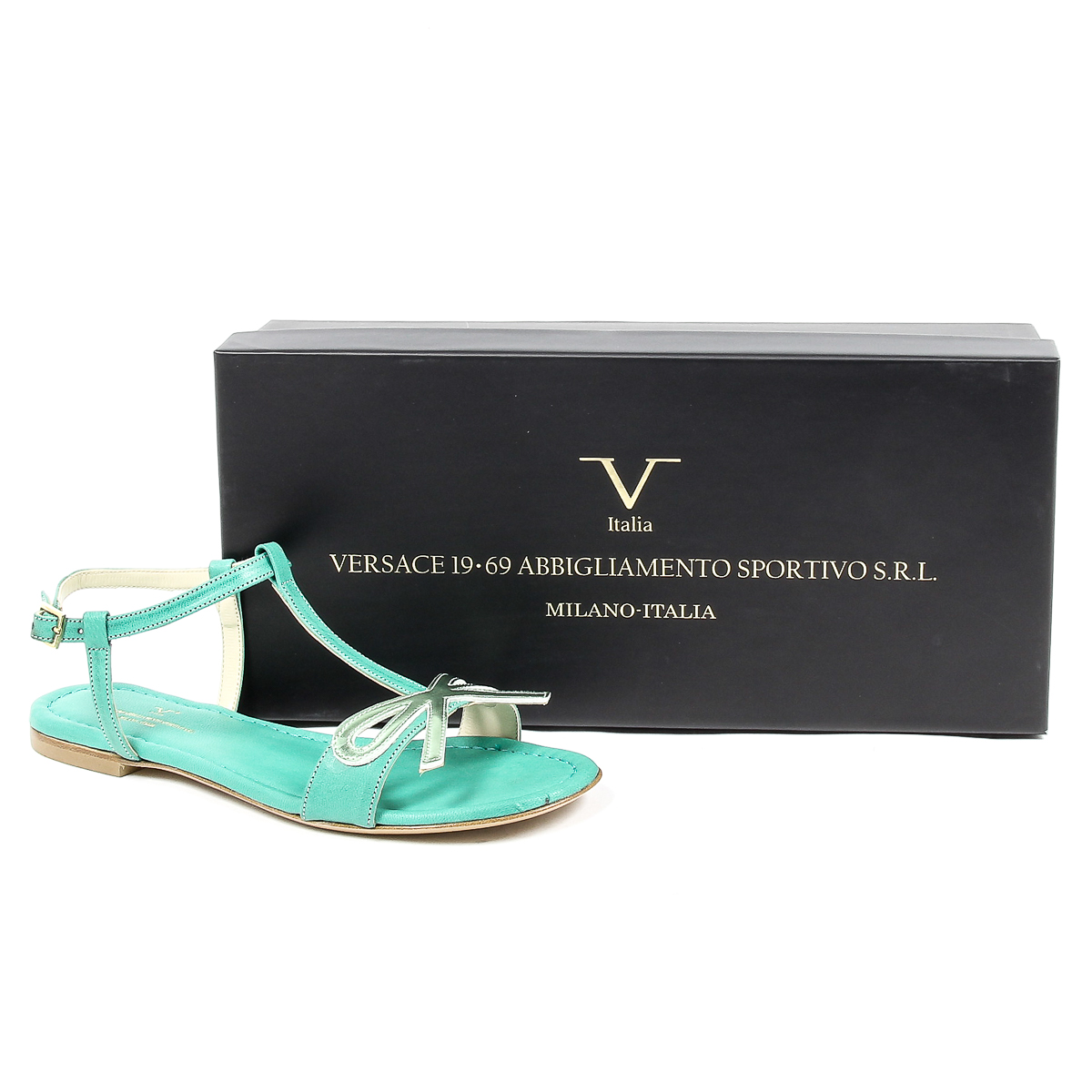 V 1969 Italia Sandalo piatto da donna verde LISA