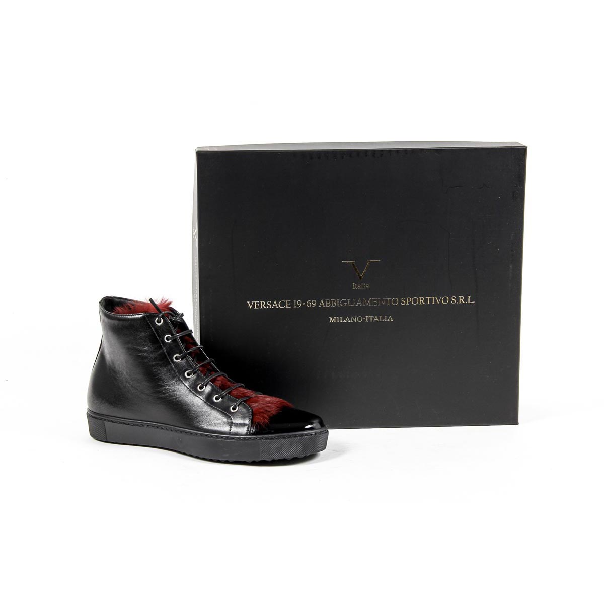 Sneaker Alta da Donna V 1969 Italia 312070 NAPPA NERO/VERNICE NERO