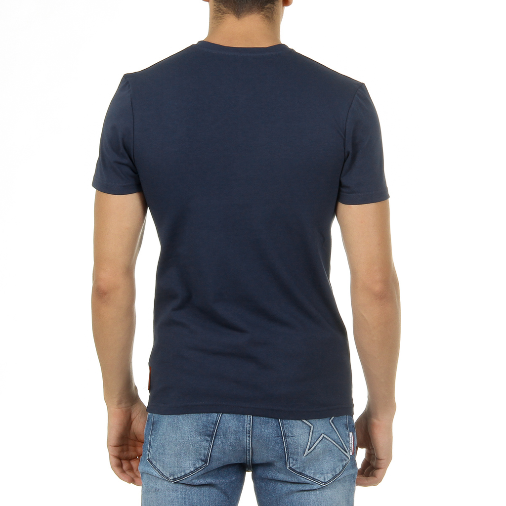 Andrew Charles Maglietta da uomo a maniche corte con scollo a V blu KENAN