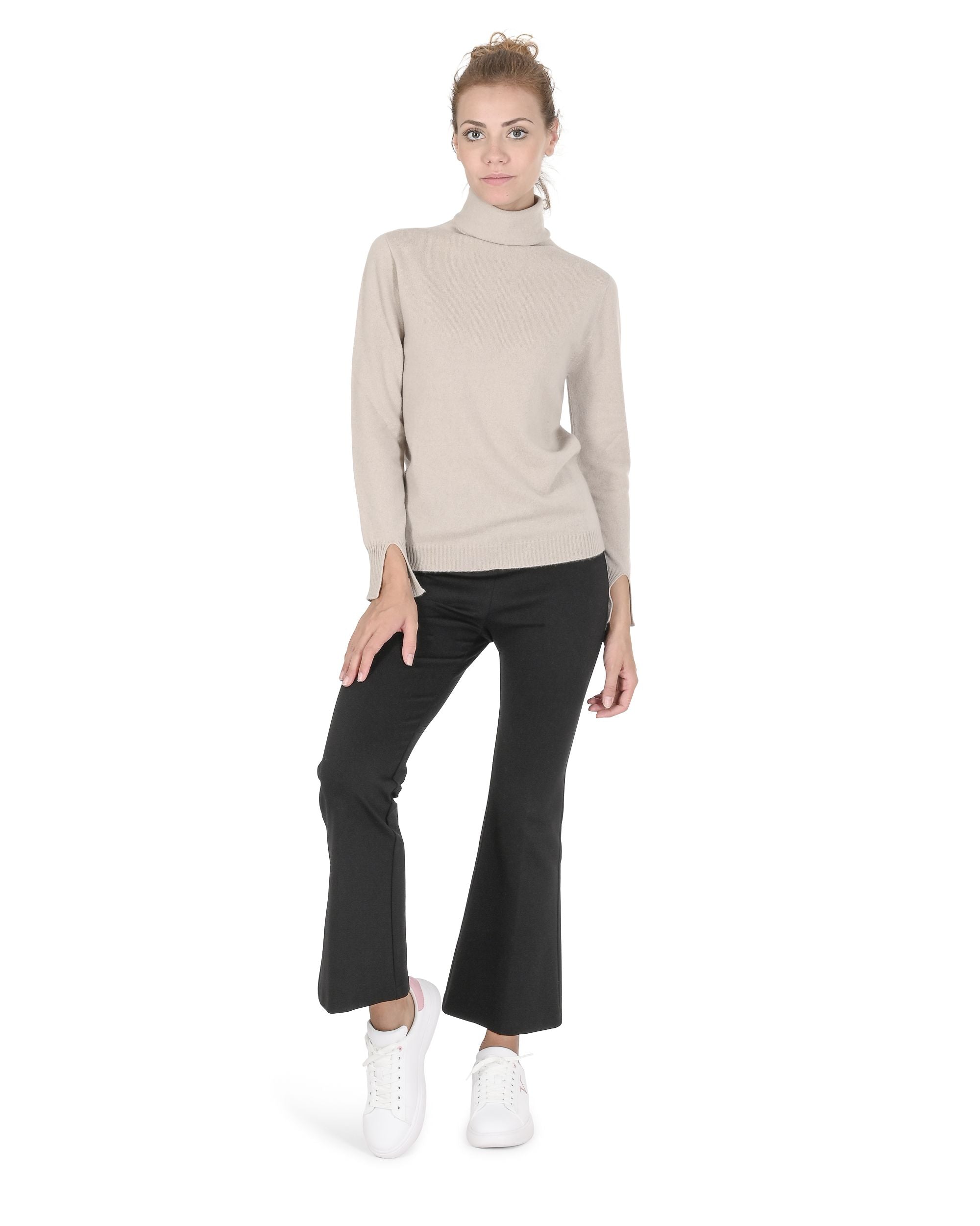 Maglione dolcevita da donna in cashmere Crown of Edinburgh COE 0023 TAUPE