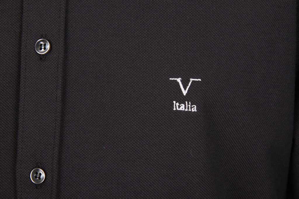 V 1969 Italia camicia da uomo a maniche lunghe Paris Piquet Nero