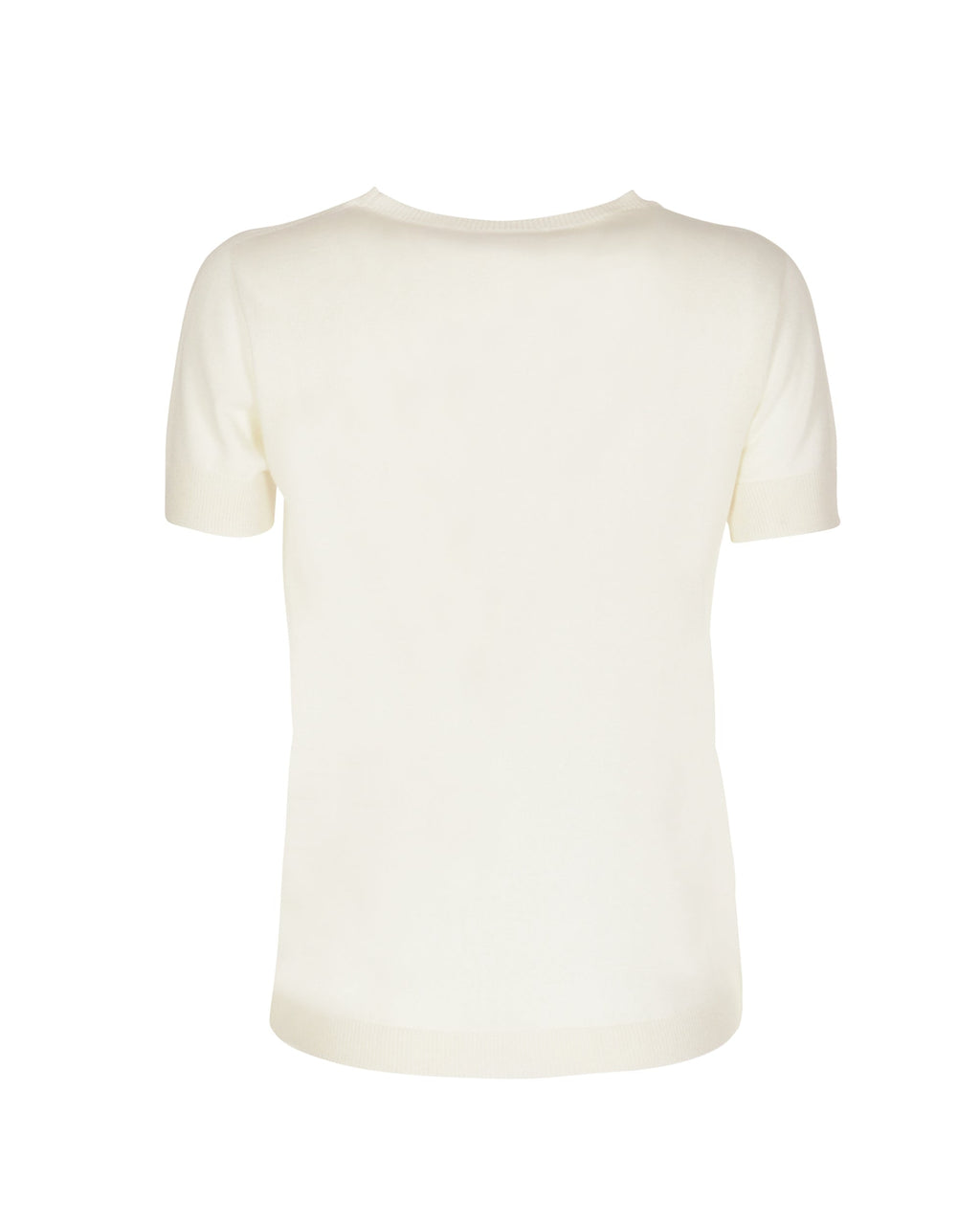 Maglia girocollo estiva in cashmere - Manica corta - Avorio