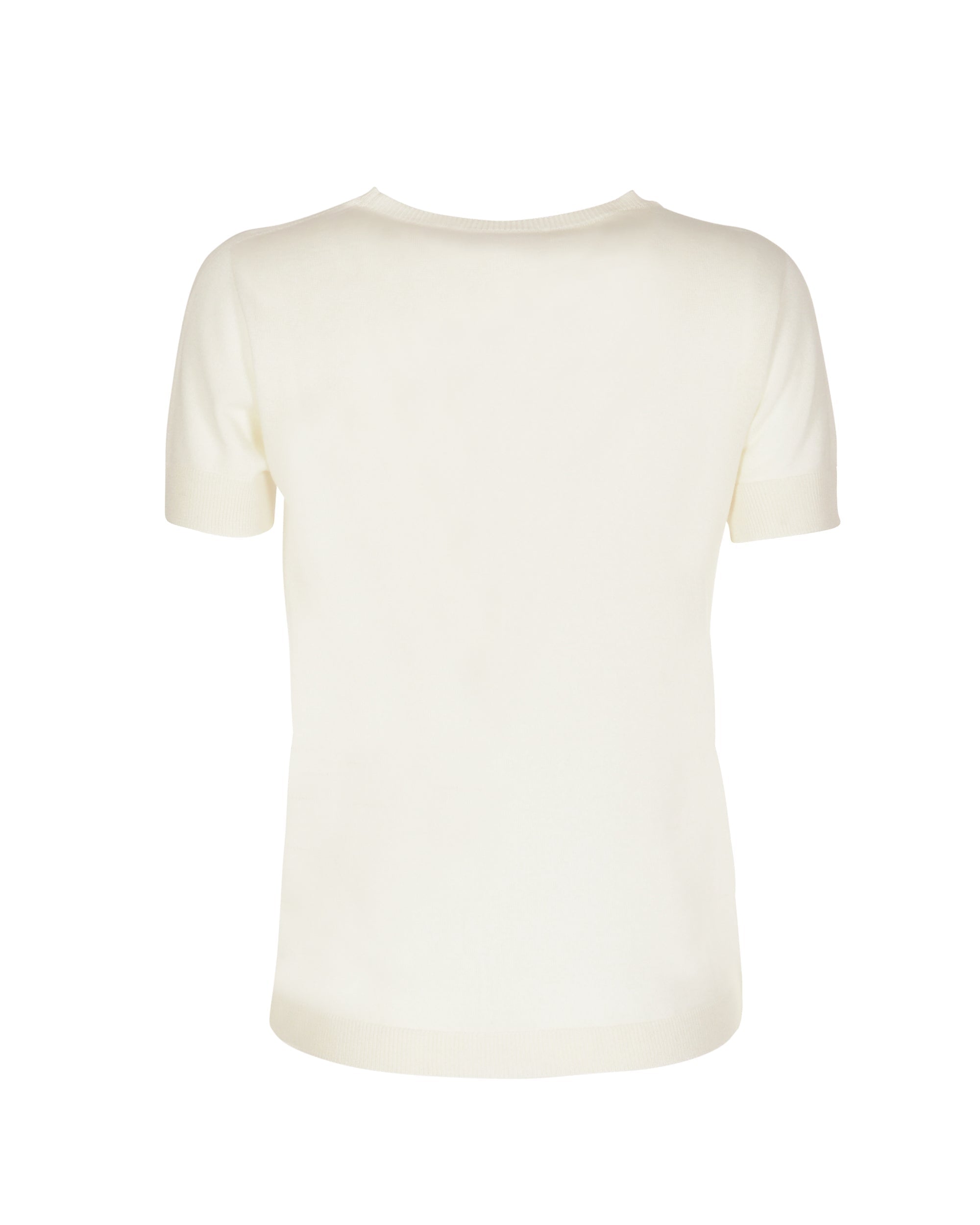 Maglia girocollo estiva in cashmere - Manica corta - Avorio