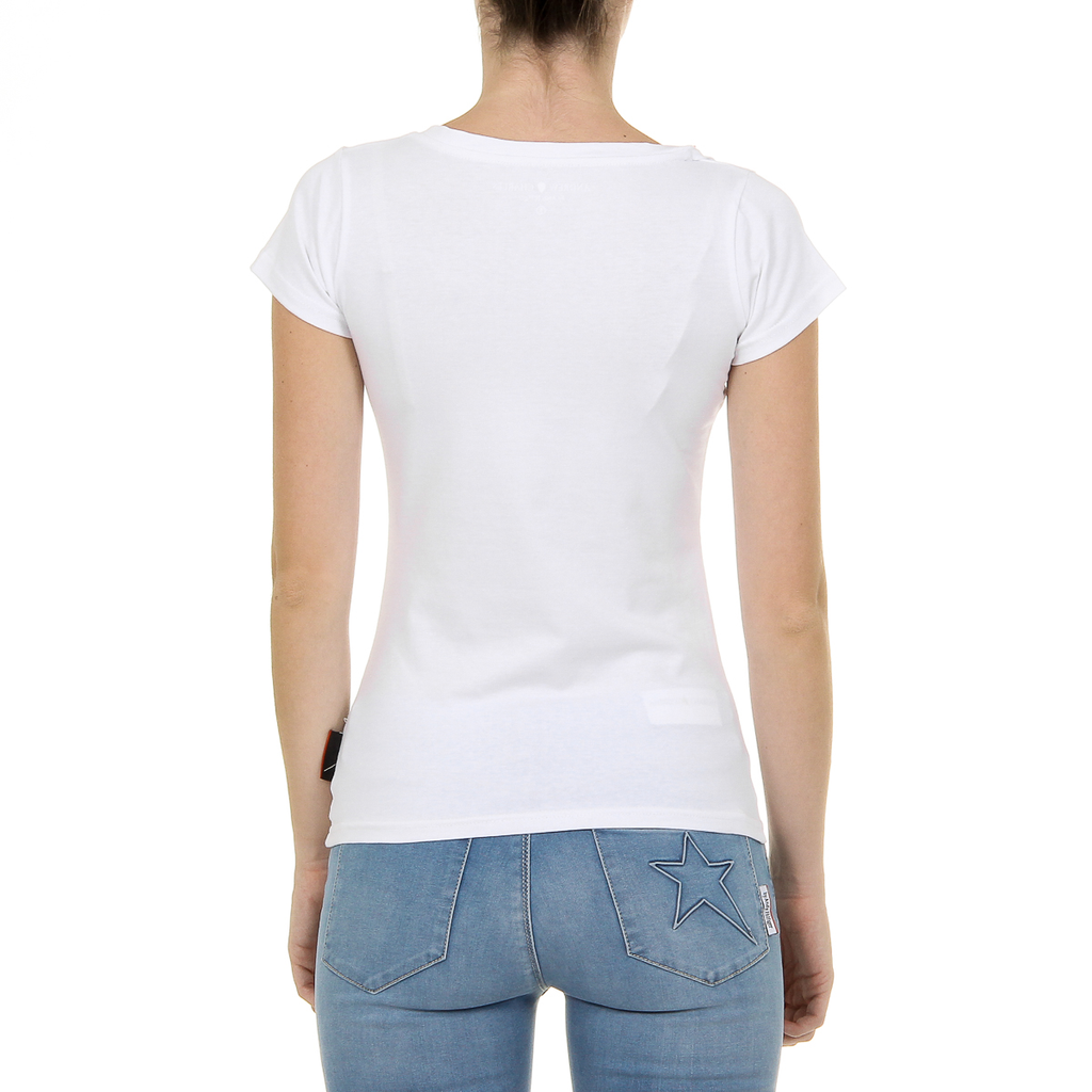 Andrew Charles T-shirt da donna a maniche corte con scollo a V, bianca TAPIWA