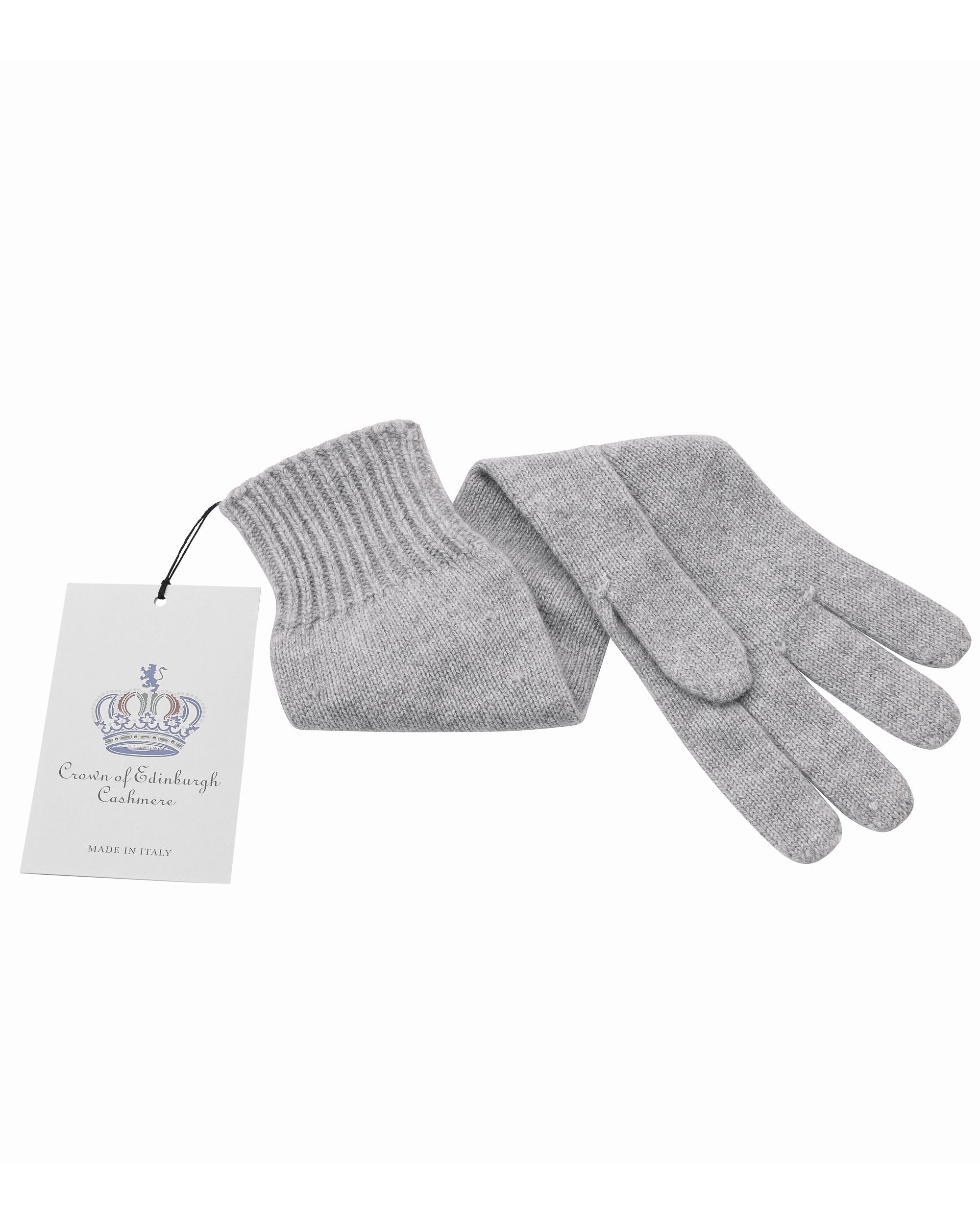 Guanti lunghi da donna in cashmere Crown of Edinburgh COE 002 GRIGIO PERLA