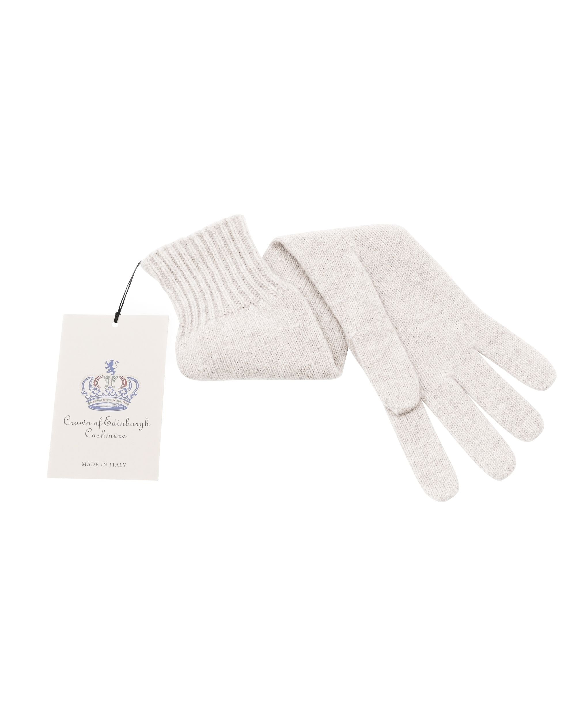 Guanti lunghi da donna in cashmere Crown of Edinburgh COE 002 MILK