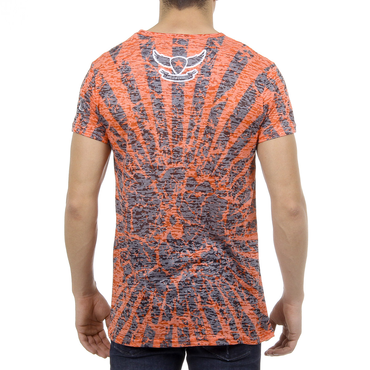 Andrew Charles T-shirt da uomo a maniche corte con scollo rotondo, rossa CALEB