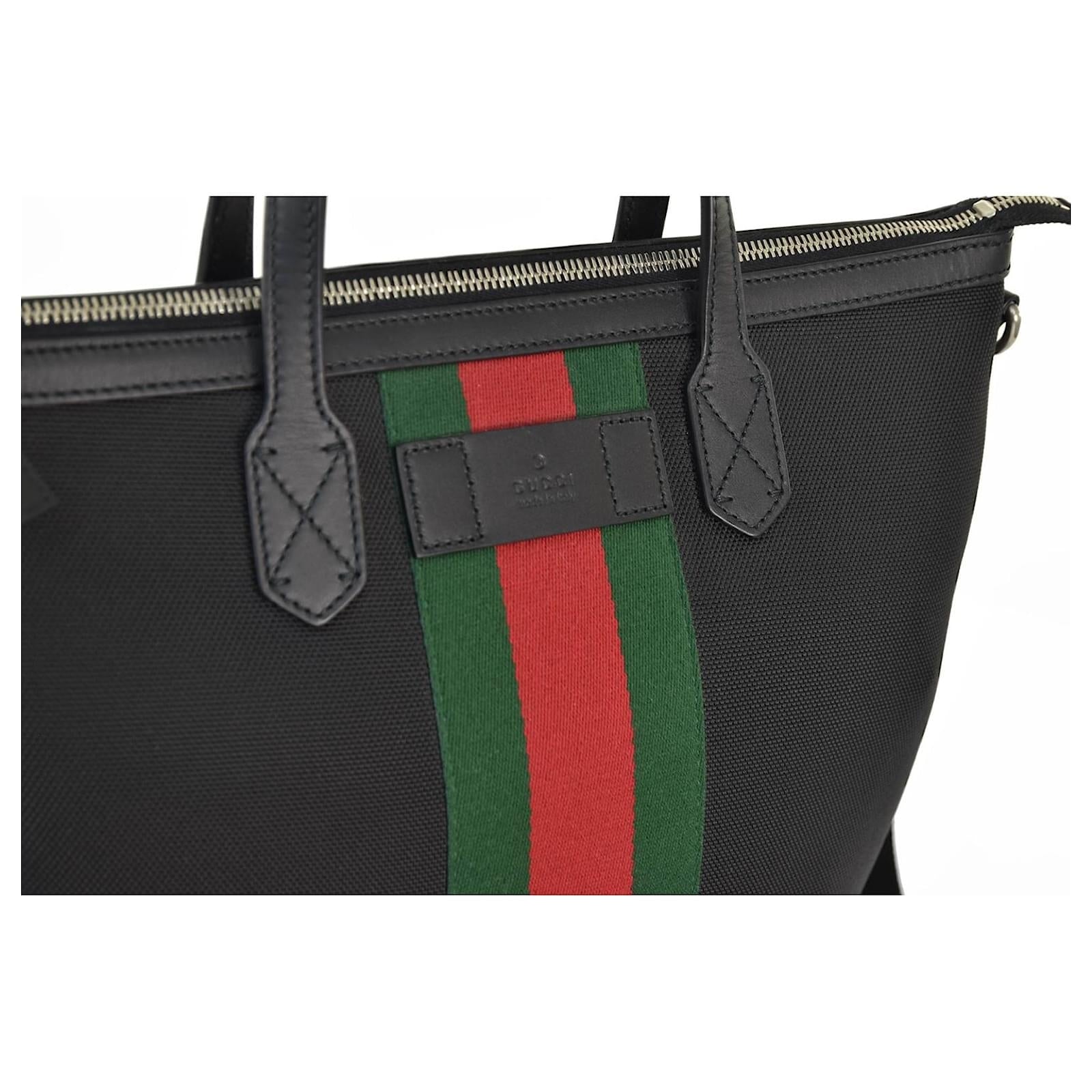 Borsa tote Gucci Web stripe da uomo nera