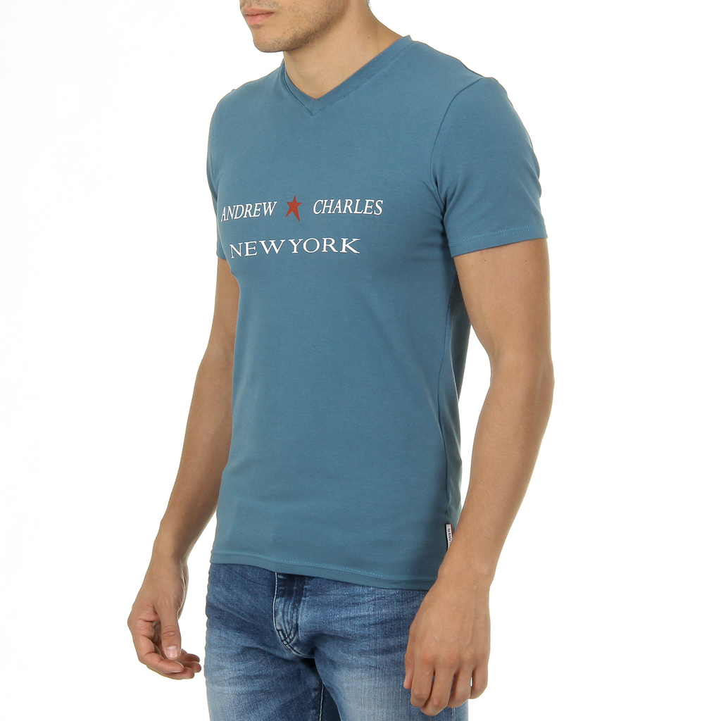 Andrew Charles Maglietta da uomo a maniche corte con scollo a V, verde KENAN