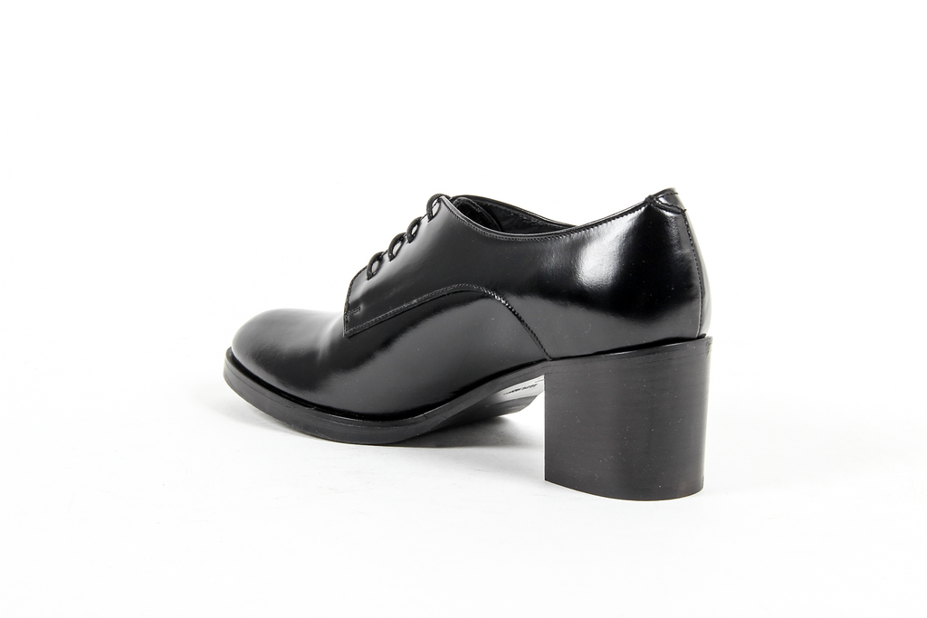V 1969 Italia Scarpa Oxford con tacco da donna nera RITZ