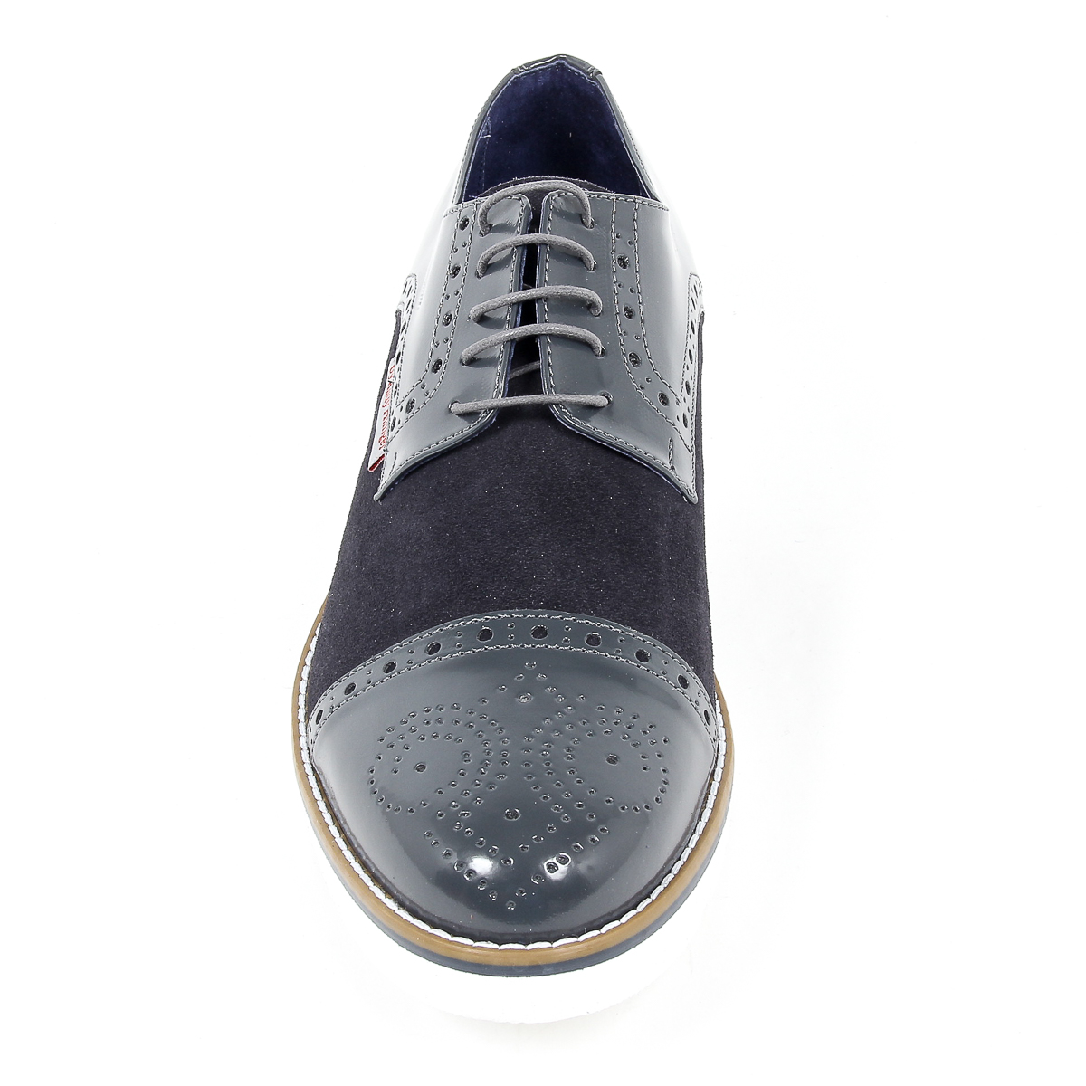 Andrew Charles Mens Brogue Oxford Shoe 911 ABRASIVATO CAM GRIGIO BLEU