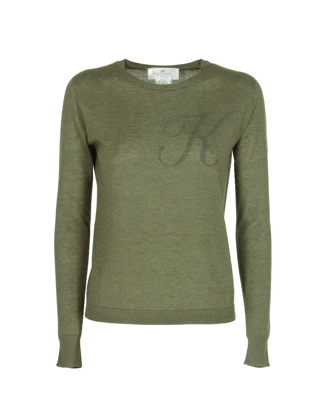 Maglia girocollo in cashmere estivo - Manica lunga - Verde