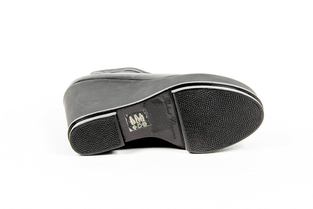Robert Clergerie Paris Stivaletto corto con zeppa da donna SOUZIJ AGNEAU STRETCH NOIR DBL NR