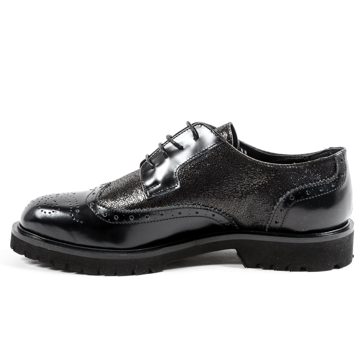 Andrew Charles Scarpe Oxford da donna nere COURTNEY