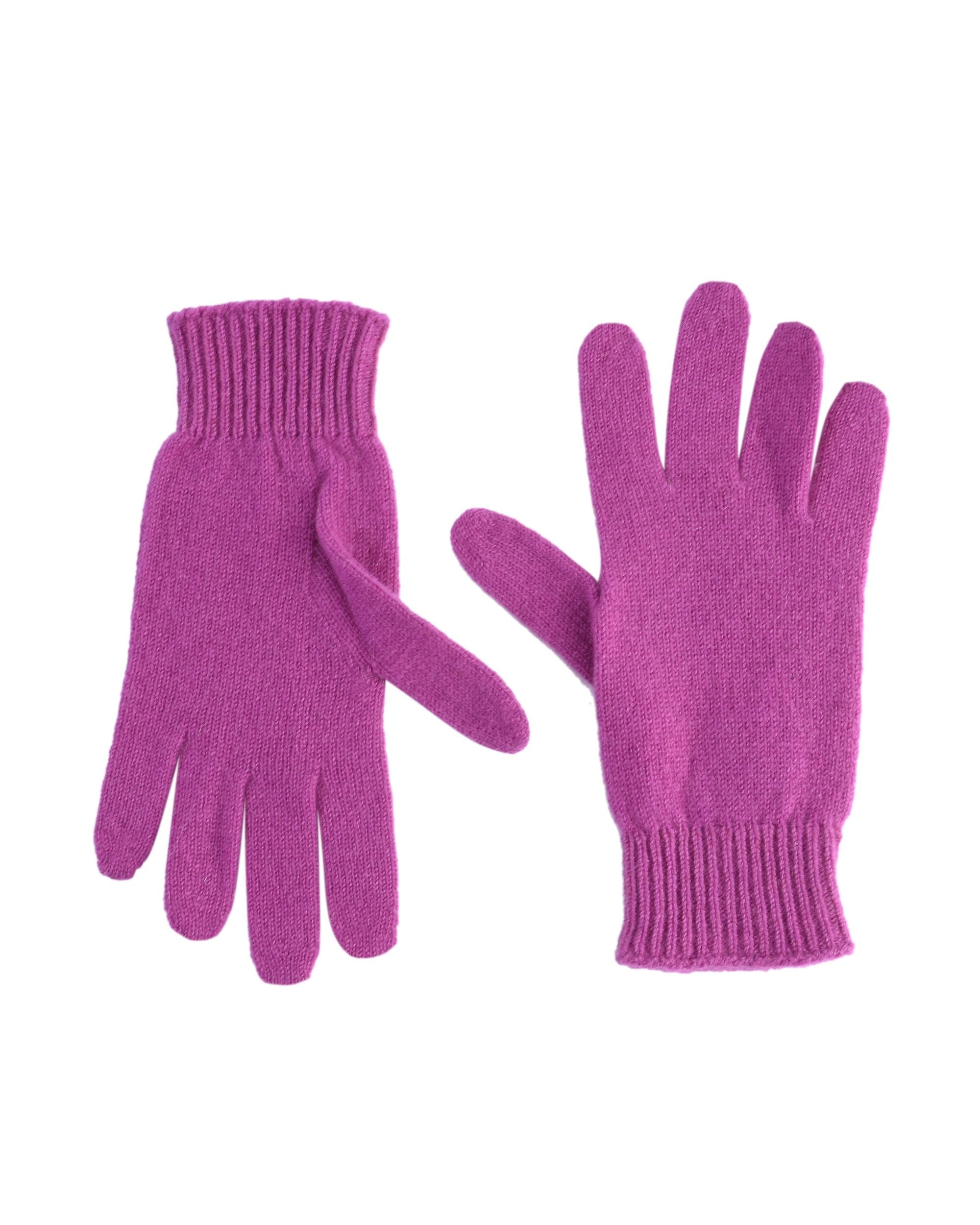 Guanti corti da donna in cashmere Crown of Edinburgh COE 001 VIOLA