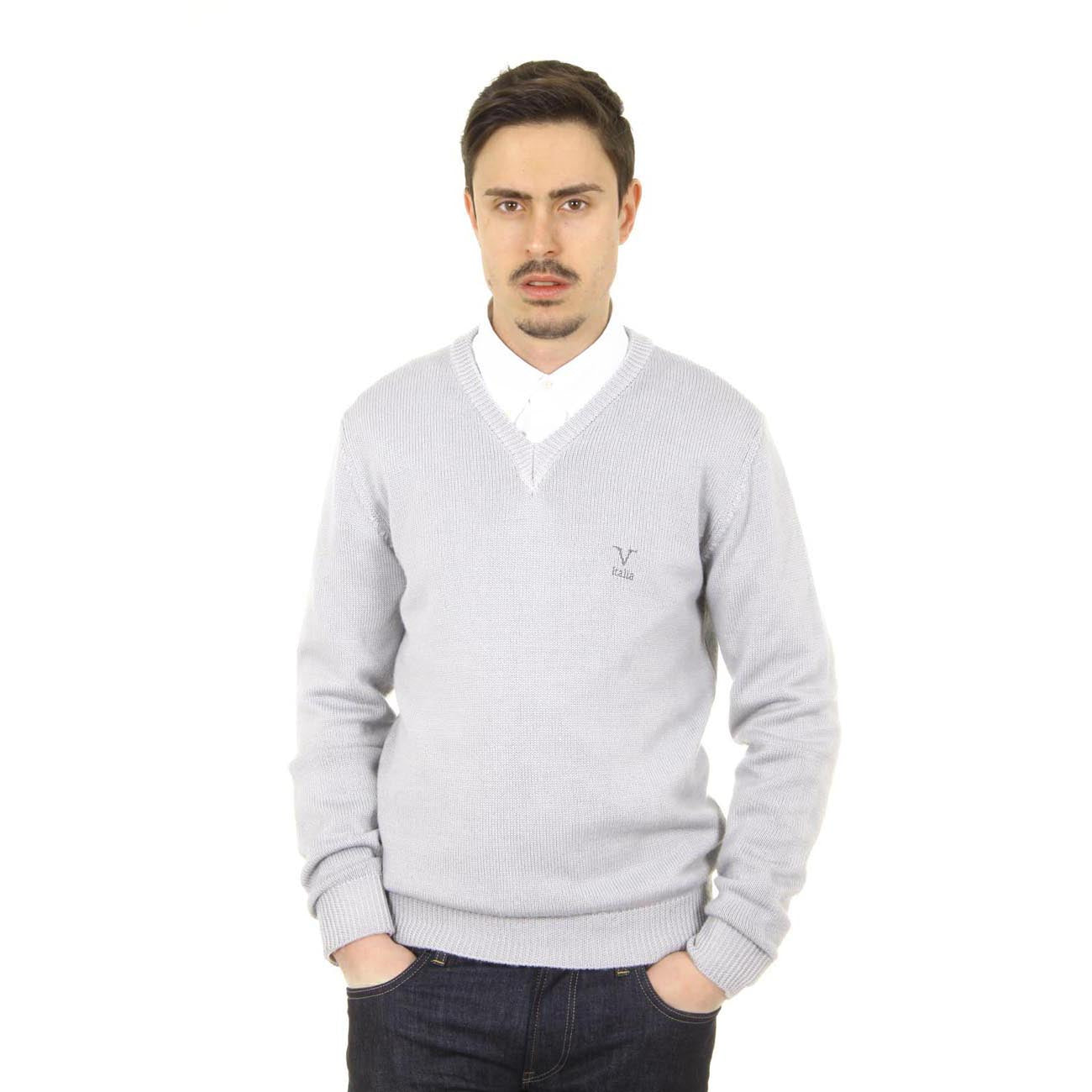 Maglione uomo scollo a V V 1969 Italia 9803 SCOLLO V GRIGIO MEDIO
