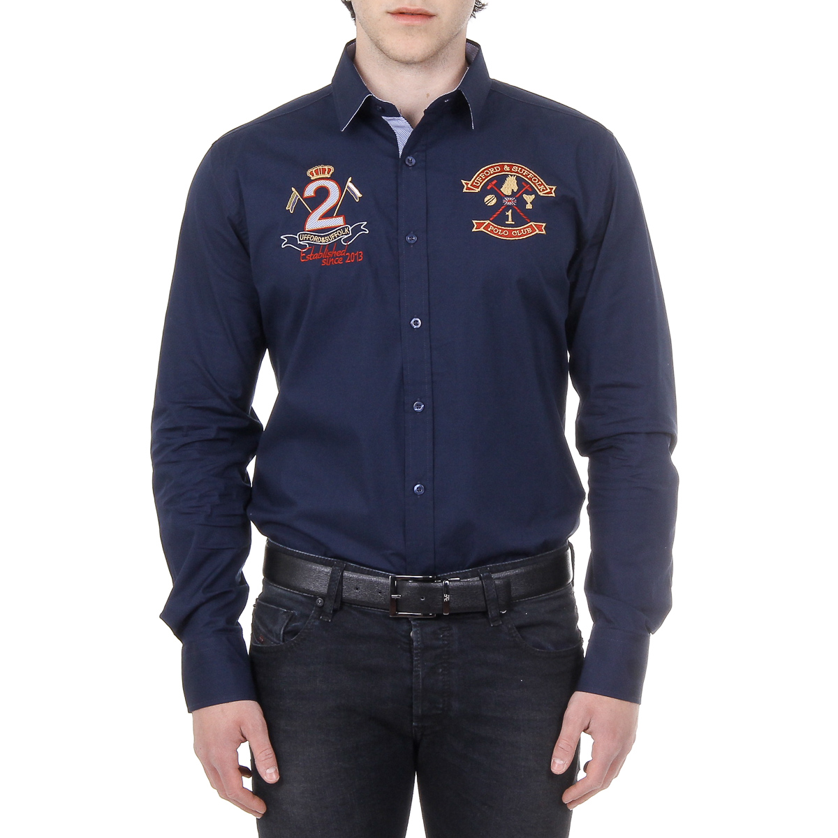 Camicia da uomo a maniche lunghe Ufford & Suffolk Polo Club US010 BLU NAVY