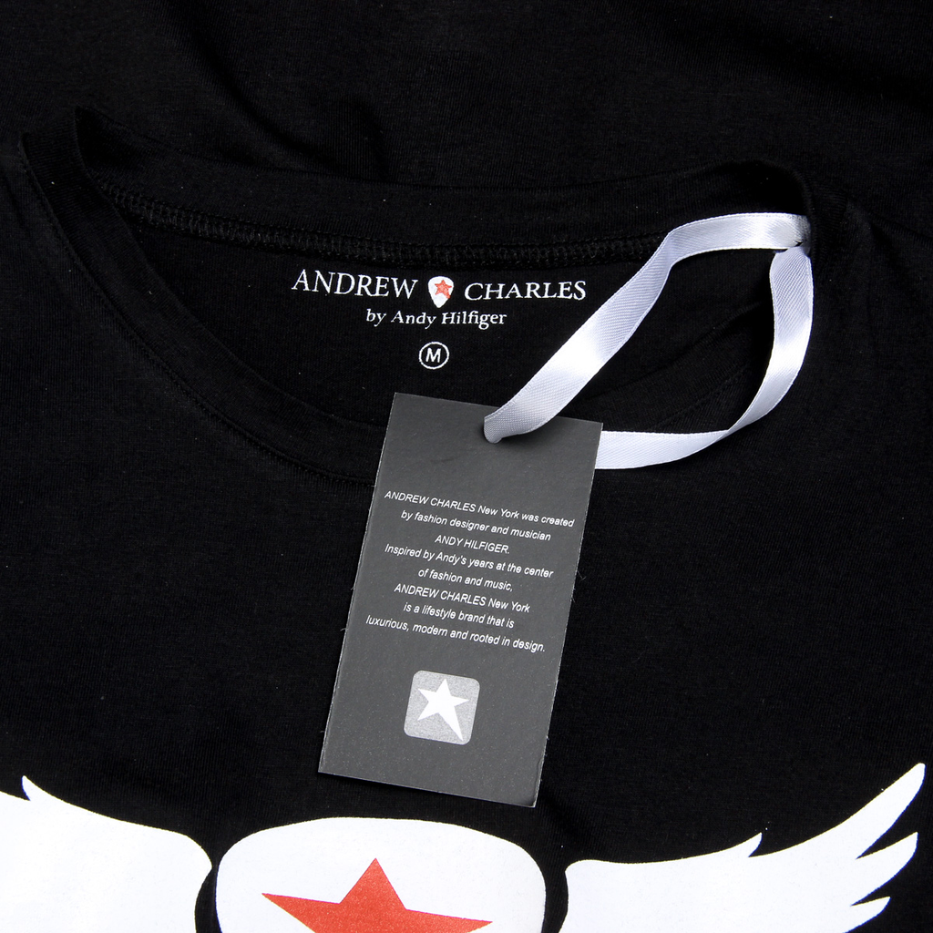 Andrew Charles T-shirt da uomo a maniche corte con scollo rotondo, nera KEITA