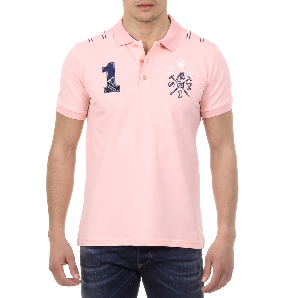 Polo da uomo a maniche corte Ufford & Suffolk Polo Club US008 ROSA