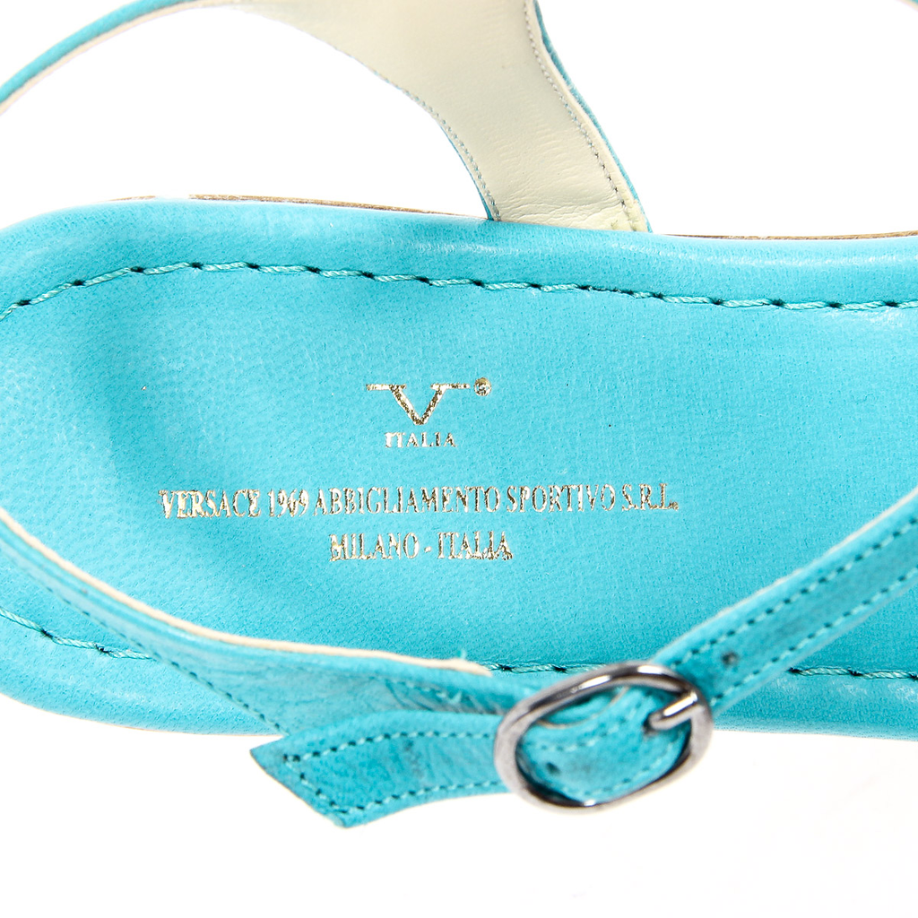 V 1969 Italia Sandalo piatto da donna azzurro GRAZIA