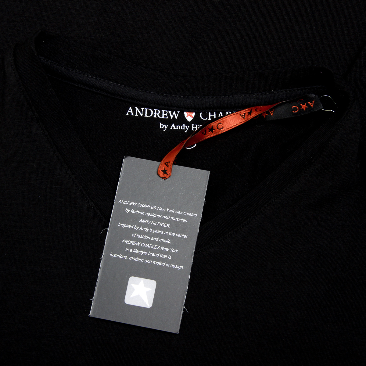 Andrew Charles Maglietta da uomo a maniche corte con scollo a V, nera KENAN