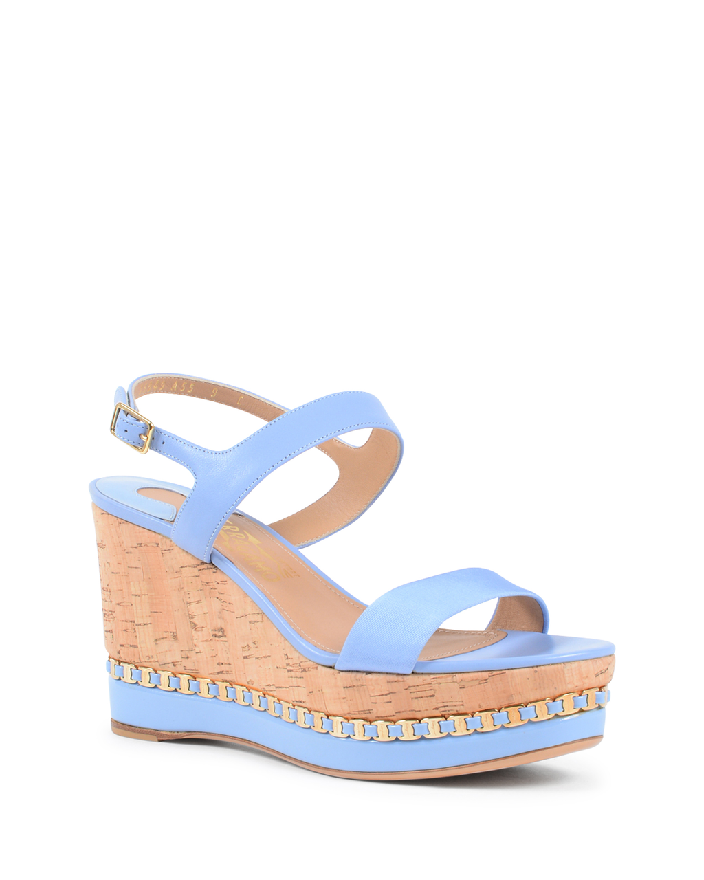 Sandalo con zeppa da donna Salvatore Ferragamo Azzurro MOLLIE