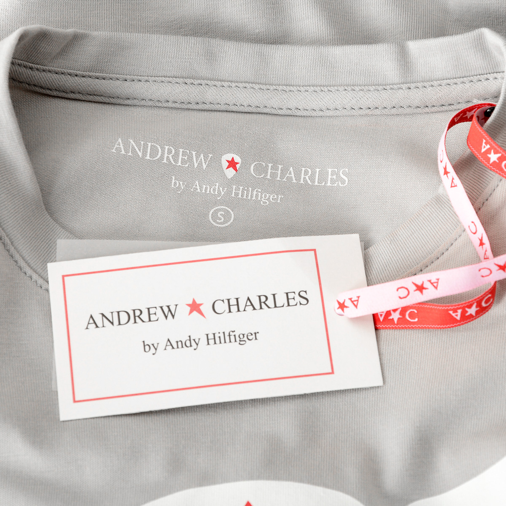 Andrew Charles T-shirt da donna a maniche corte con scollo rotondo, grigia TARANA