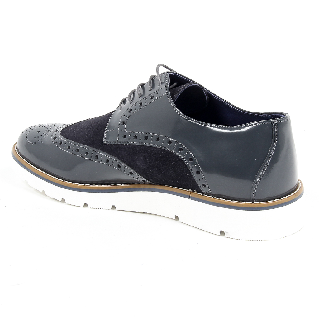 Andrew Charles Mens Brogue Oxford Shoe 914 ABRASIVATO CAM GRIGIO BLEU