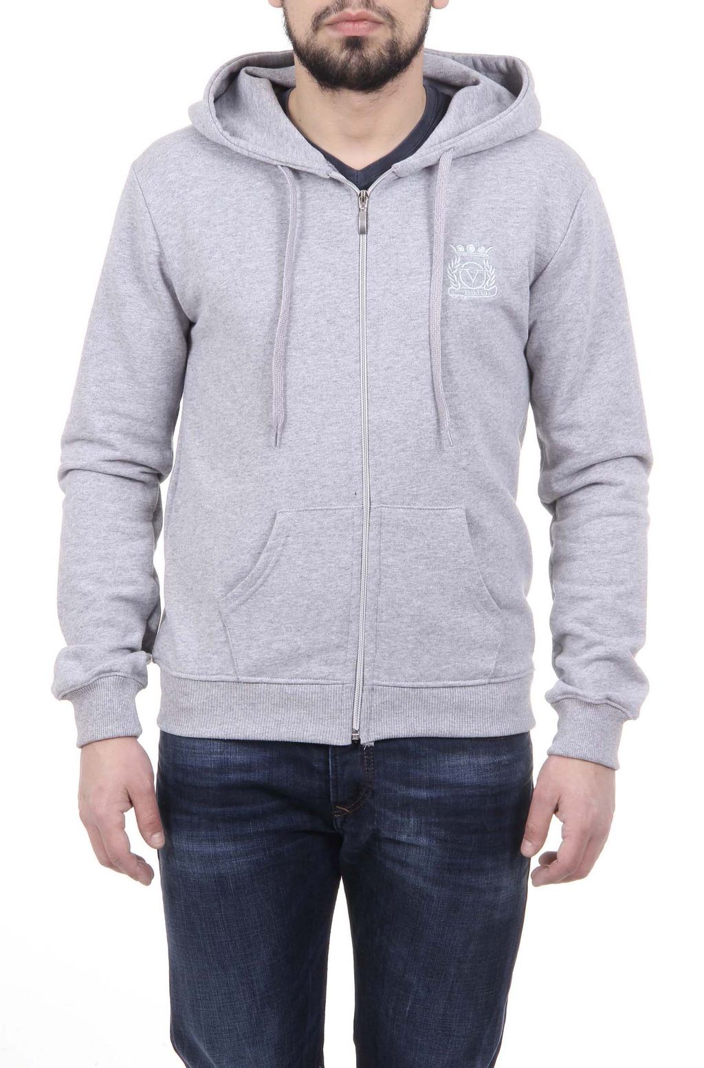 Felpa con cappuccio da uomo V 1969 Italia con cerniera ART. 4468 GRIGIO CHIARO