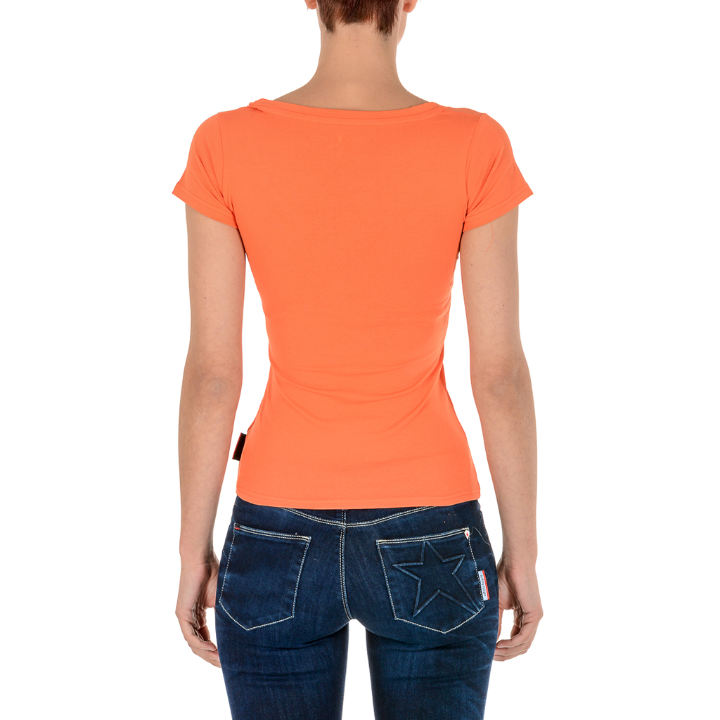Andrew Charles T-shirt da donna a maniche corte con scollo a V arancione TAPIWA