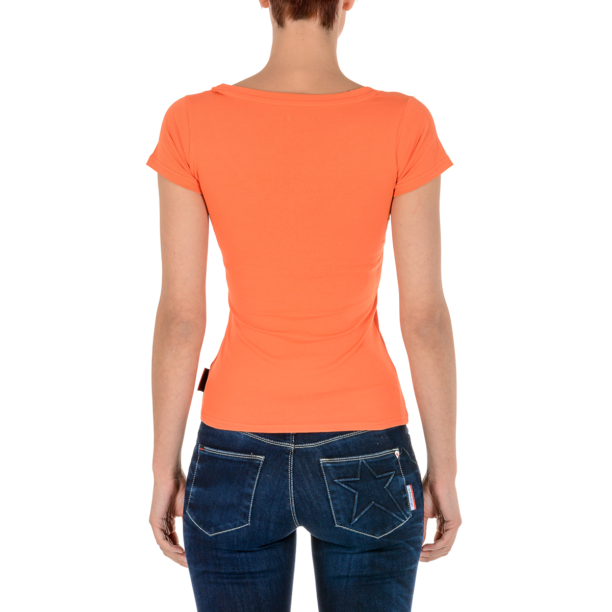 Andrew Charles T-shirt da donna a maniche corte con scollo a V arancione TAPIWA