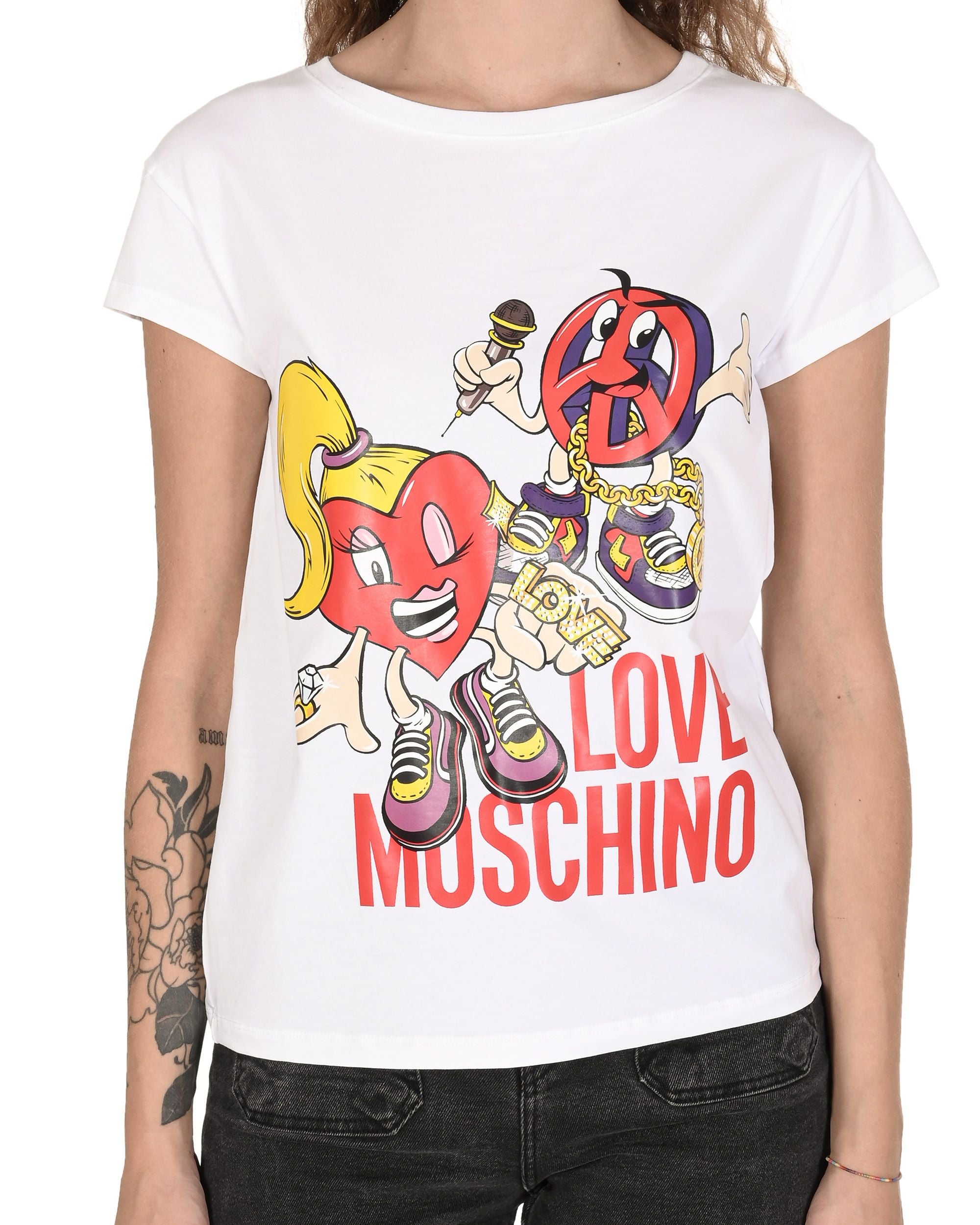 T-shirt da donna Love Moschino W 4 F30 1M E 2065 A00 BIANCO OTTICO